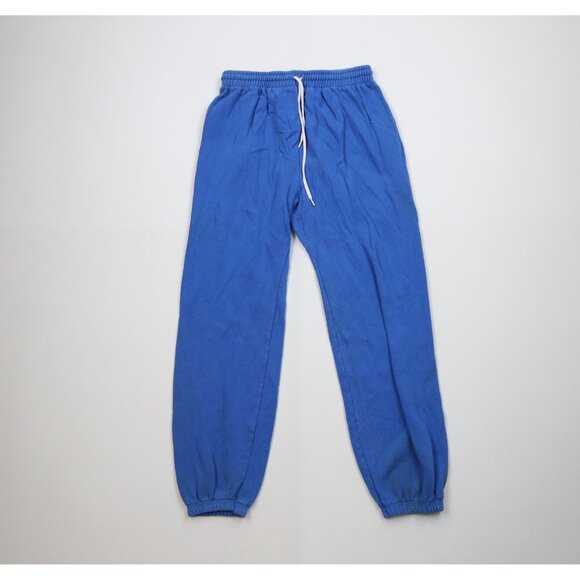 Vtg 80s 90s Hanes Mens Small Distressed Blank Sweatpants Joggers Royal Blue USA - Picture 1 of 13